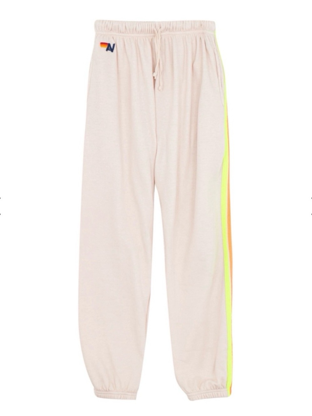 Aviator Nation 5 Stripe Sweatpants In Almond / Neon Rainbow Blue View 2